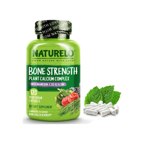 NATURELO Bone Strength – Plant-Based Calcium, Magnesium & D3 Supplement